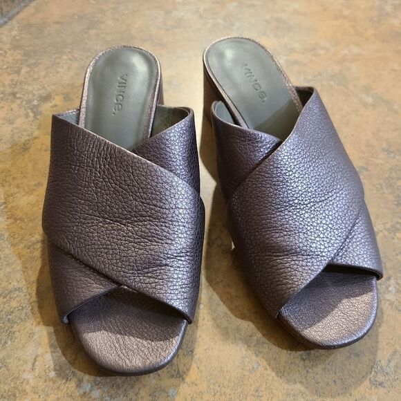 Vince Karsen Metallic Crossband Slip On Slide Sandals Size 6 - Picture 3 of 10